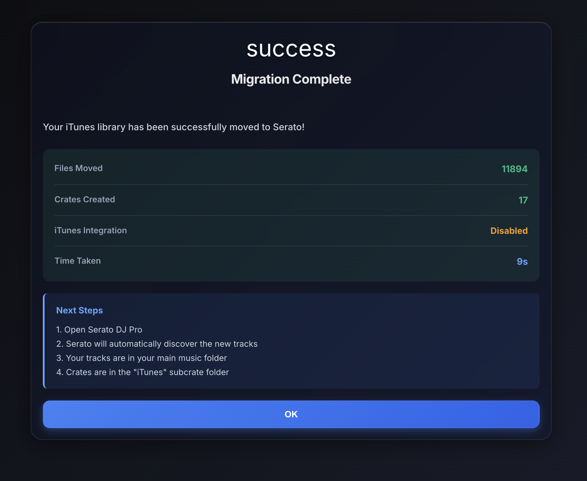 iTunes migration done in minutes